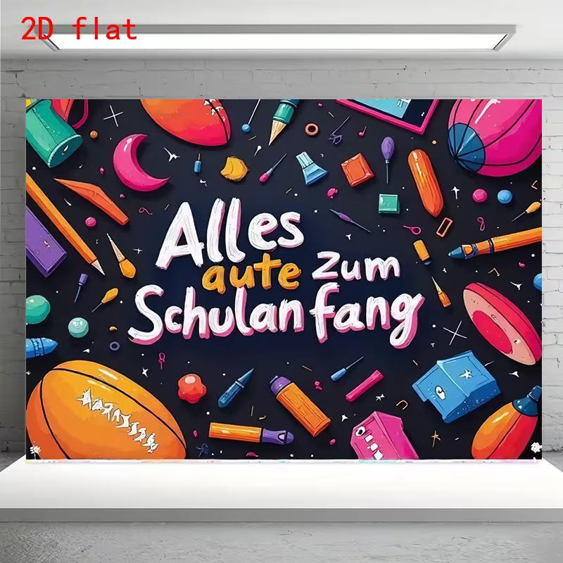 2D School Banner, Alles gute zum Schulanfang Party & Live Background 47.2x31.5inch/120*80cm