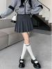 High-Waisted Woolen Pleated Grey Skirt - Autumn/Winter School Style JK Uniform Skirt