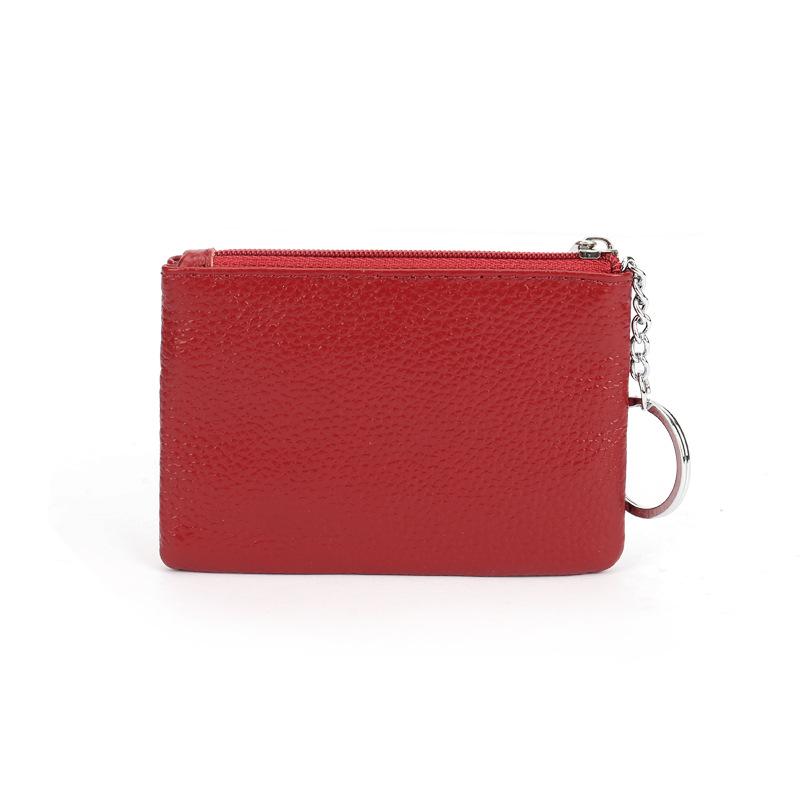 Leather Coin Purse Mini Key Ring Storage Baotou Layer Cowhide Large-Capacity Coin Purse Zipper Small Wallet