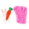 3D Wortel Konijn Siliconen Vorm Voedselkwaliteit Chocoladevorm voor Fondant Taartdecoratie & Hars Kunst Oven Vaatwasserbestendig Gemakkelijk Los te Laten Snoepvorm