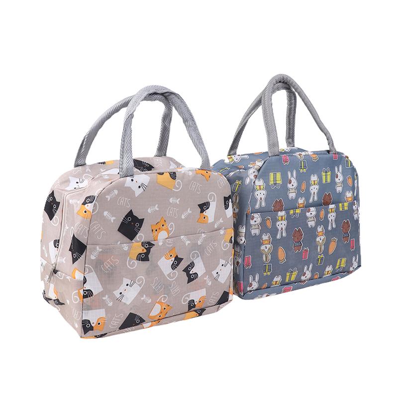 Lunch Bag Handle Insulation Cooler Bag For Women Kid Cartoon Animals Lunch Box Picnic Travel Portable Food Storage Thermal Bag
