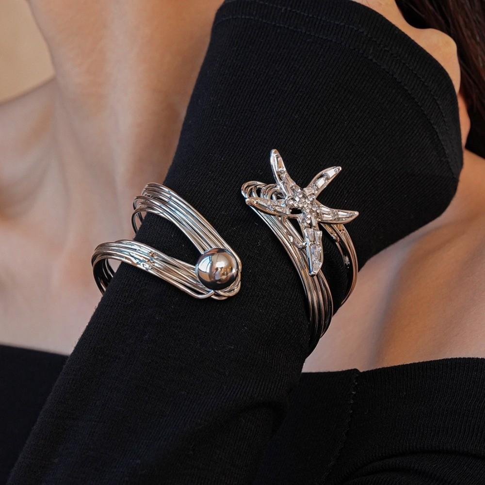 Irregular Starfish Cuff Bracelets Jewelry Crystal Starfish Bangles Star Armband Arm Chain  Women