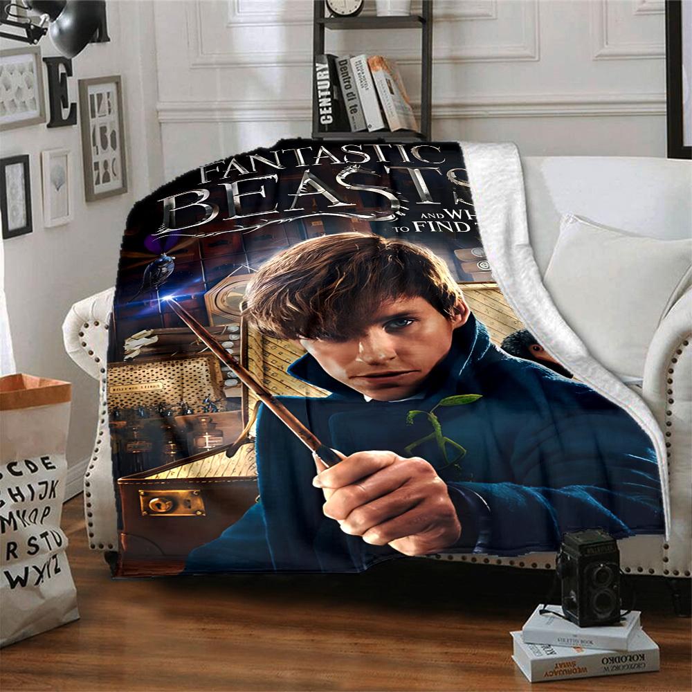 1pc Fantastic Beasts Blanket Polyester Fiber, All Season Comfort for Sofa, Bed, Office, Car, Camping Ideal Home Decor & Gift, Office Comfort