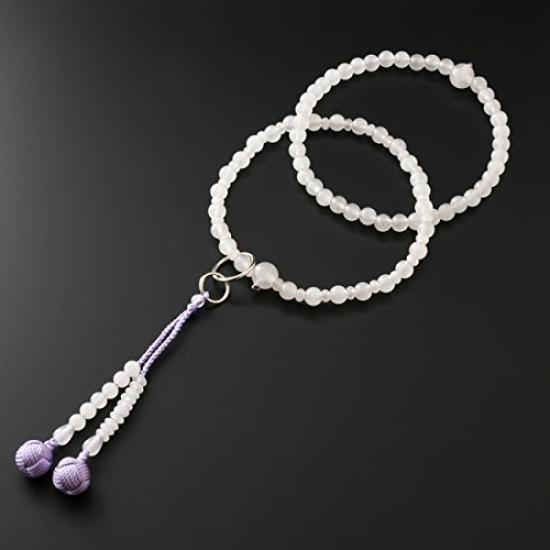 Kyoto Buddhist Altar Hayashi Prayer Beads Jodo Sect White Onyx Official Ceremony Bag Kyoto Prayer Beads (For Women) [Bead Set] SW-018