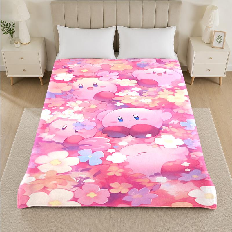 Kirby Aufdruck Flanelldecke Gemütlich Warm Plüsch Überwurfdecke Für Bett Sofa Couch Innen Haushaltsgebrauch