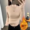 2025 Women's Fleece Knit Round Neck Sweater - Warm, Thick, Plus Velvet One-Piece Base Layer for Autumn/Winter