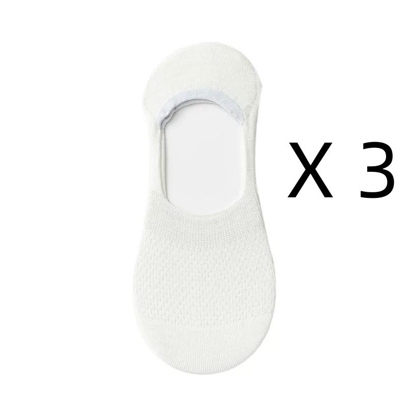 3 Pairs Women's Invisible Cotton Boat Socks Mesh Breathable Ankle Low Cut Soft Comfortable Silicone Non-Slip No Show Socks for Daily Wear