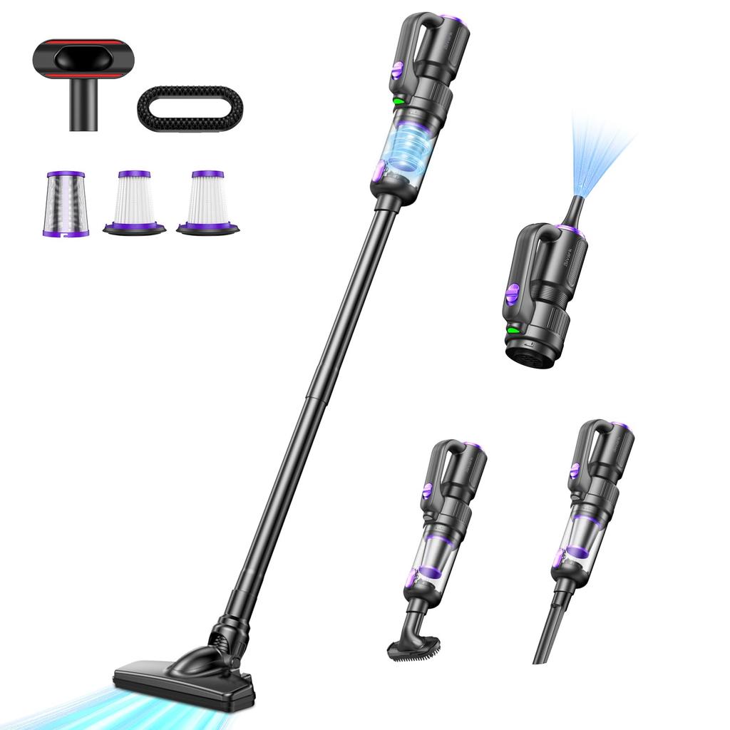 Bivark Cordless Vacuum Pa Super Powerful Suction Industry Inflates 32 Minutes of Continuous Stick Vacuum with LED Low Futon Compatible with Floats and