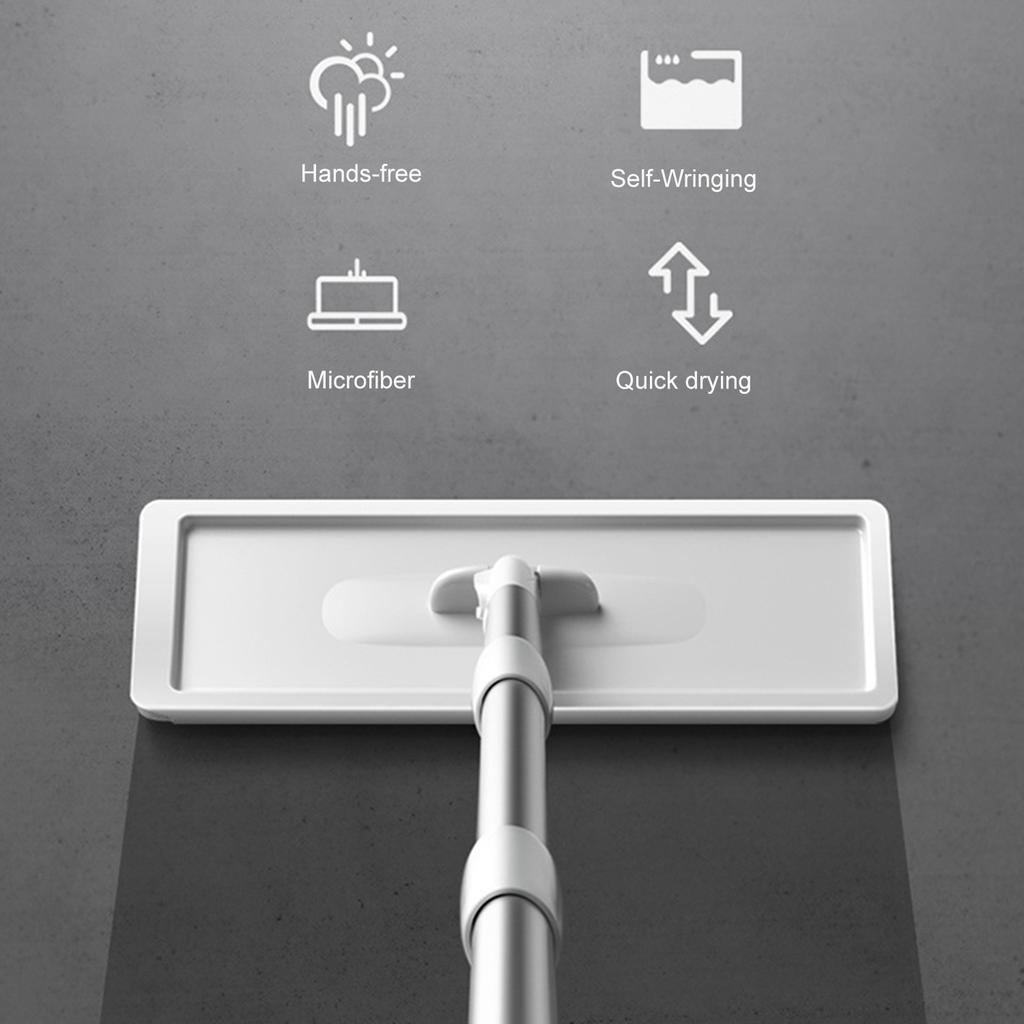 Microfiber Mop with Bucket Floor Cleaning Squeeze Hand Free Floor Mop Washable Pads Reusable Dust Mops with Soft Refill