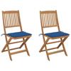 Day and Night - Day and Night Folding Garden Chairs 2 Units and Cushions Solid Acacia Wood