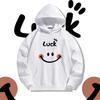 LUCK Smiley Spaß Aufdruck Kapuzenpullover Pullover Herren und Damen Herbst Studenten Trend Marke Lockere Schulter Langarm Oberteil