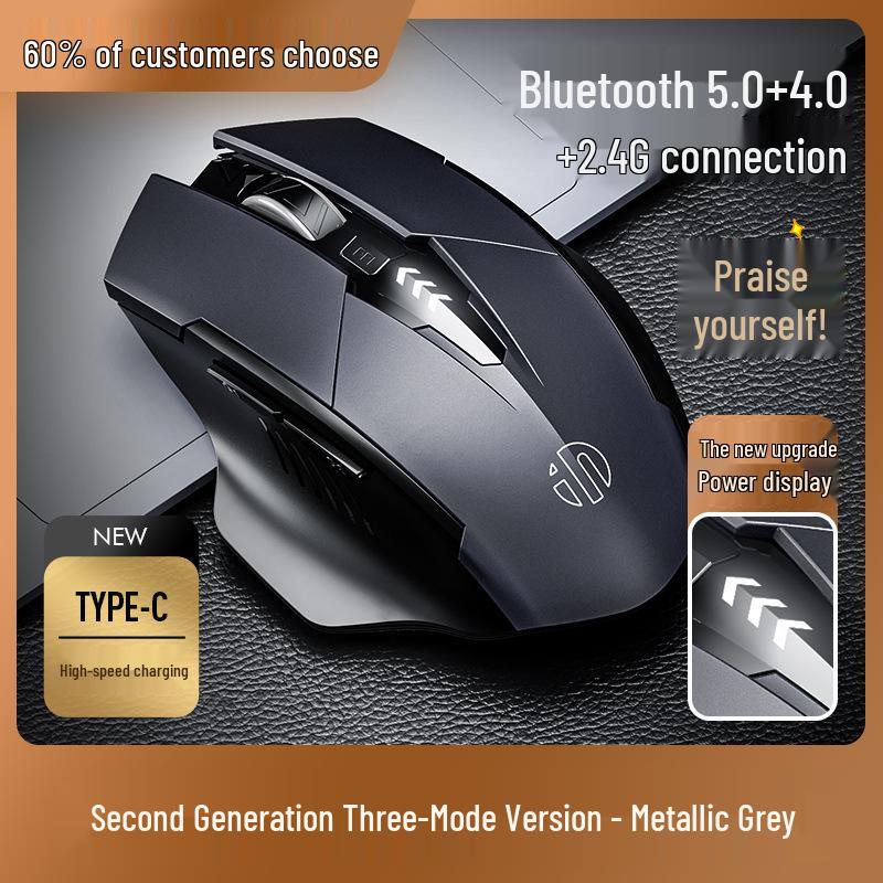 Inphic F1S Three-Mode Rechargeable Silent Wireless Bluetooth Mouse for Office & Gaming