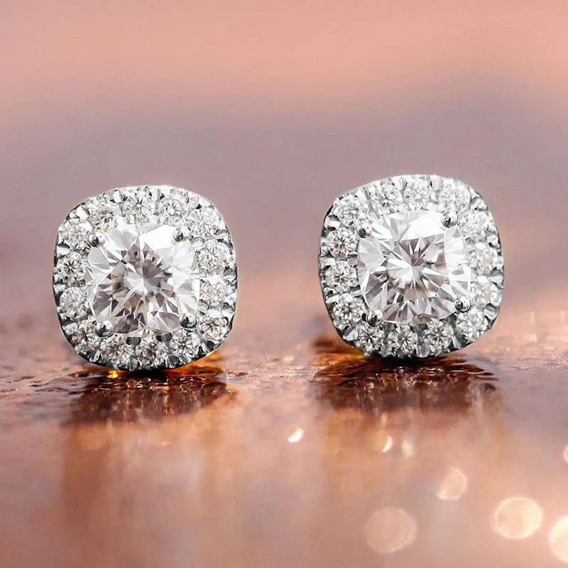 

Huitan Minimalist Women s Stud Earrings with Cushion Cubic Zirconia Daily Wear Fashion Versatile Girls Earrings Eternity Zircon