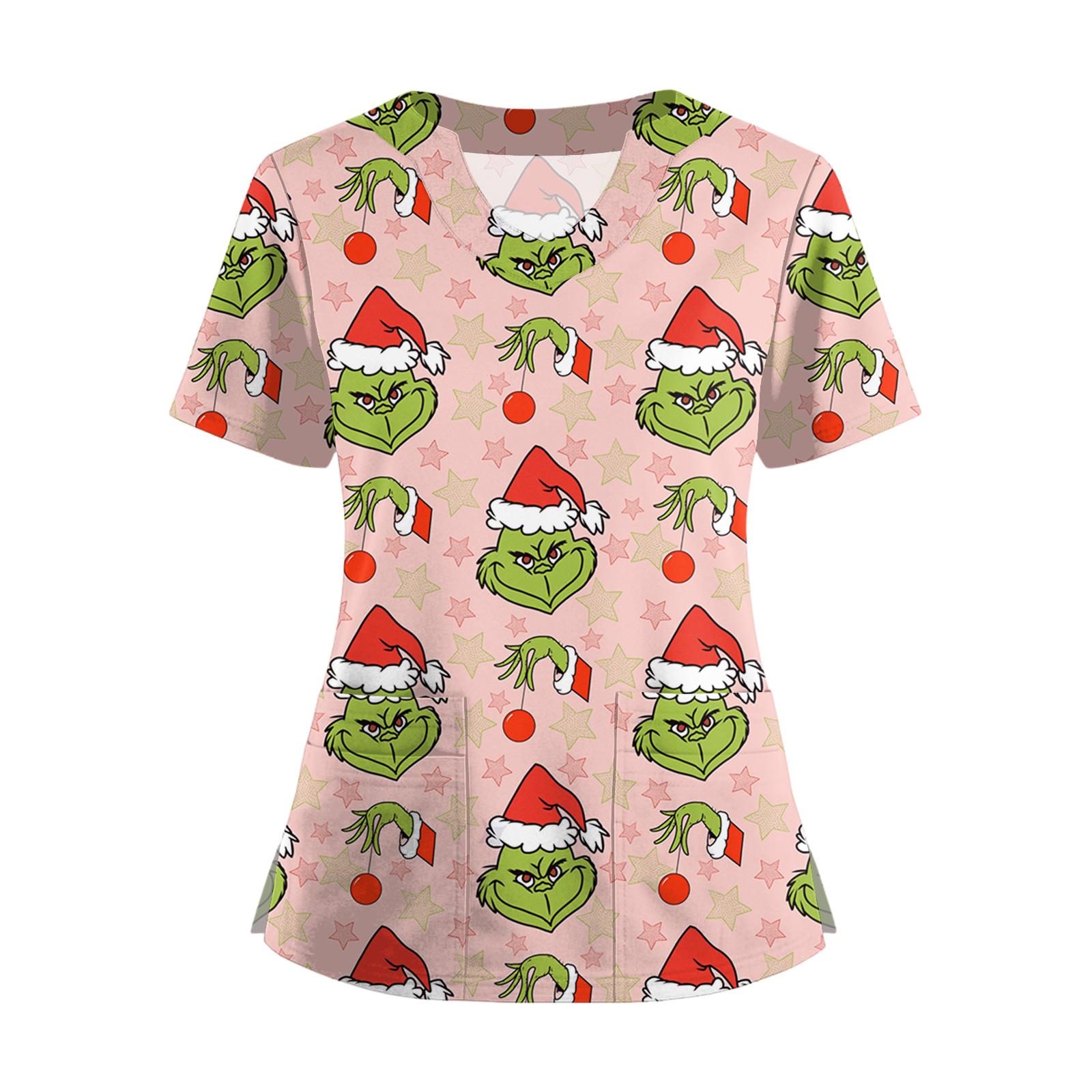 

Женская футболка с коротким рукавом, рождественским принтом, V-образным вырезом, на пуговицах сбоку и разрезом XL розовый