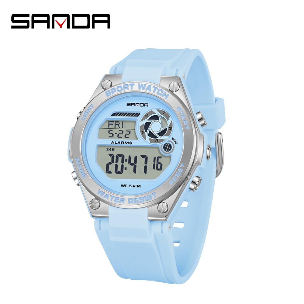 SANDA SD9098 Women's Electronic Watch Fashion Creativity Sports Night Light Chronograph Silicone Watch