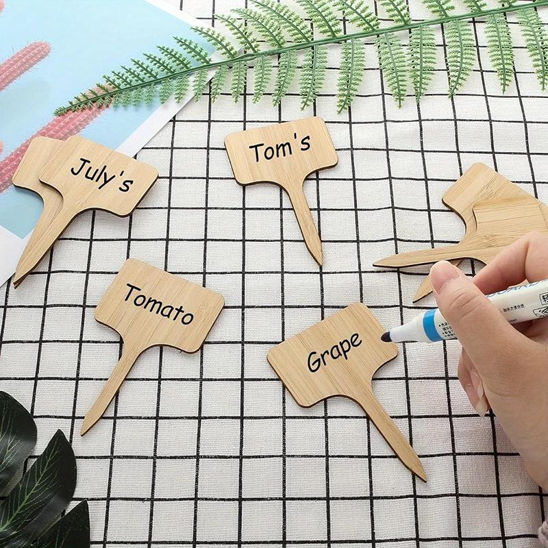 Wooden Plant Label Plant Label T-Shaped Garden Marker Plant Vegetable Seedling Name Plate Outdoor Waterproof Handwritten Label