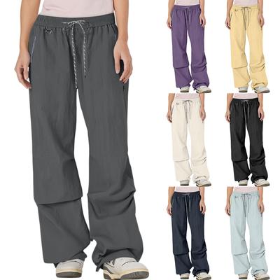 Women's Waterproof Quick Drying Paratrooper Pants, Wide Leg Pants, Solid Color Casual Sports Pants