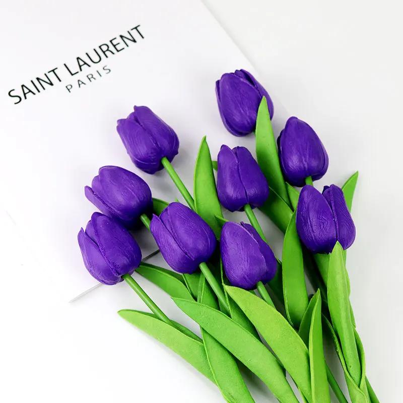 1pc Tulips Flowers Artificial Tulip Bouquet PE Fake Flower Wedding Party Decoration Mother Day Gifts Home Garden Decor