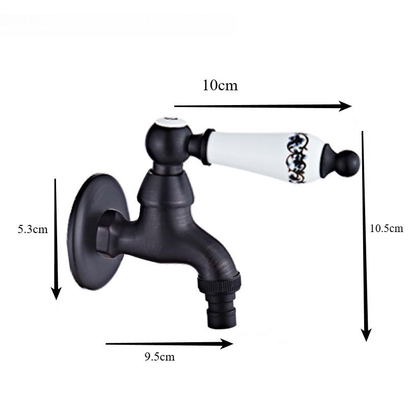 Bathroom Black Single Cold Tap Wall Washing Machine Single Tap Cold Water Faucet Garden Black Tap