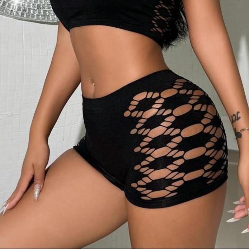3PCS Sexy Side Hollowed-out Boxer Briefs Women Solid Color Seamless Underwear Simple Safety Pants Mid-waist Comfortable Panties