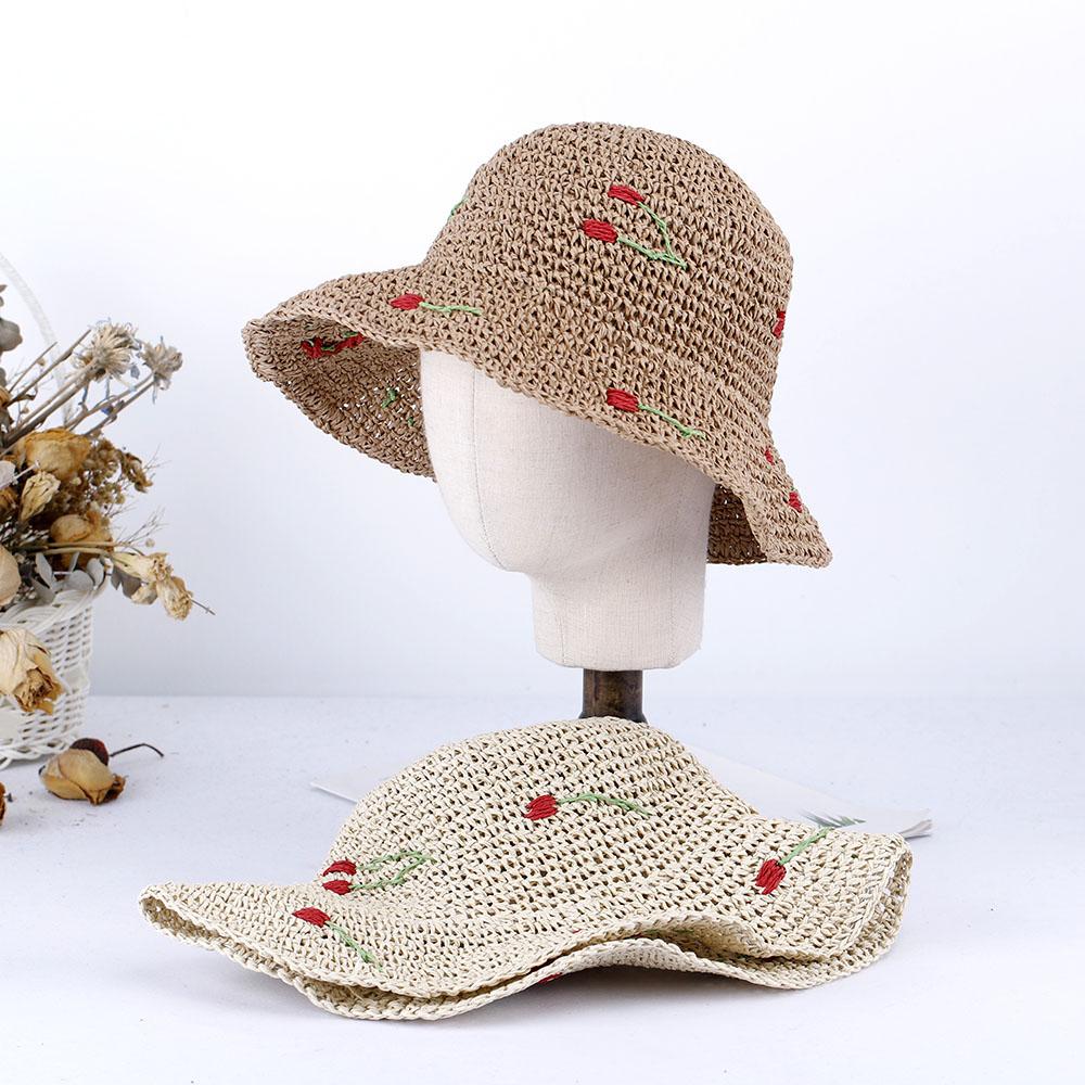 2023 ciliegia Cappello estivo da donna da spiaggia Cappello da donna Uscita in spiaggia protezione UV cappello solare cappello parasole Cappello di paglia visiera Cappello ragazza