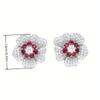 Cute Female Small Red White Zircon Stone Flower Wedding Jewelry Vintage Silver Color Stud Earrings For Women