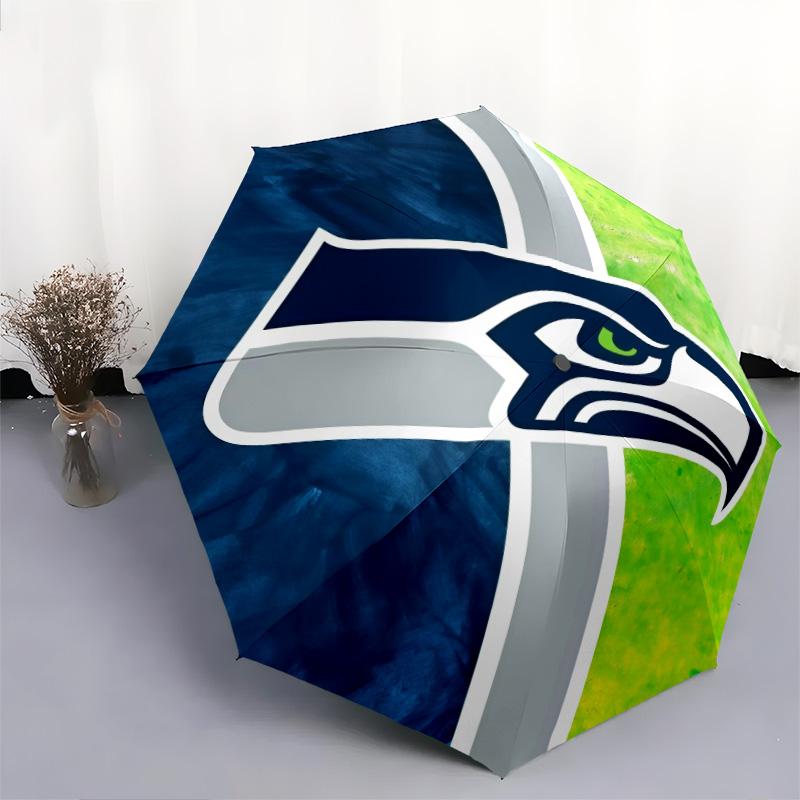 Seattle Seahawks pattern, automatic folding umbrella, portable and foldable design, 8 ribs, a Christmas or birthday gift.