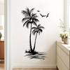 Tropikalne Naklejki Ścienne z Drzewem Kokosowym i Ptakiem, Samoprzylepne Kreatywne Naklejki do Dekoracji Ściany Wejściowej