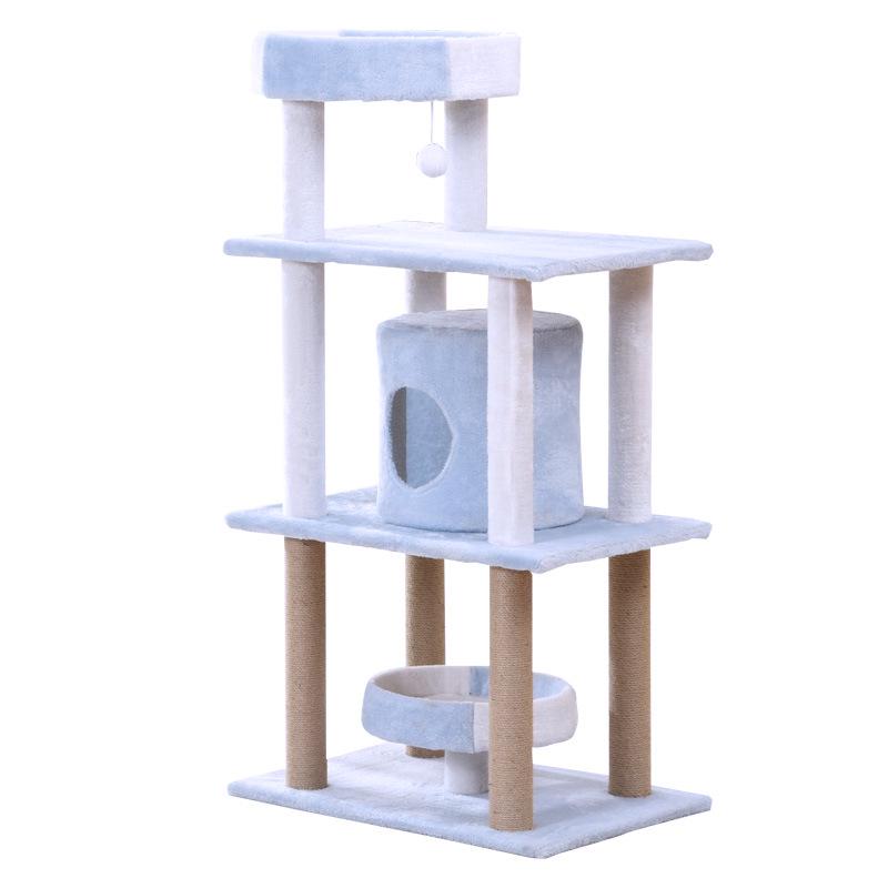 Large Space-Saving Multi-Layer Wooden Cat Tree Villa with Wear-Resistant Space Capsule Design