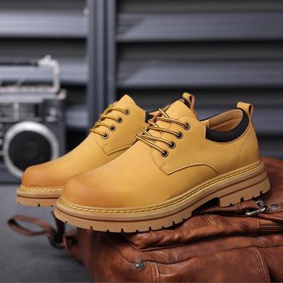 Heren Britse Stijl Buitenschoenen met Dikke Zool Martin Boots - Echt Leer, Laag Model, Verhoogd, Casual Werkschoenen