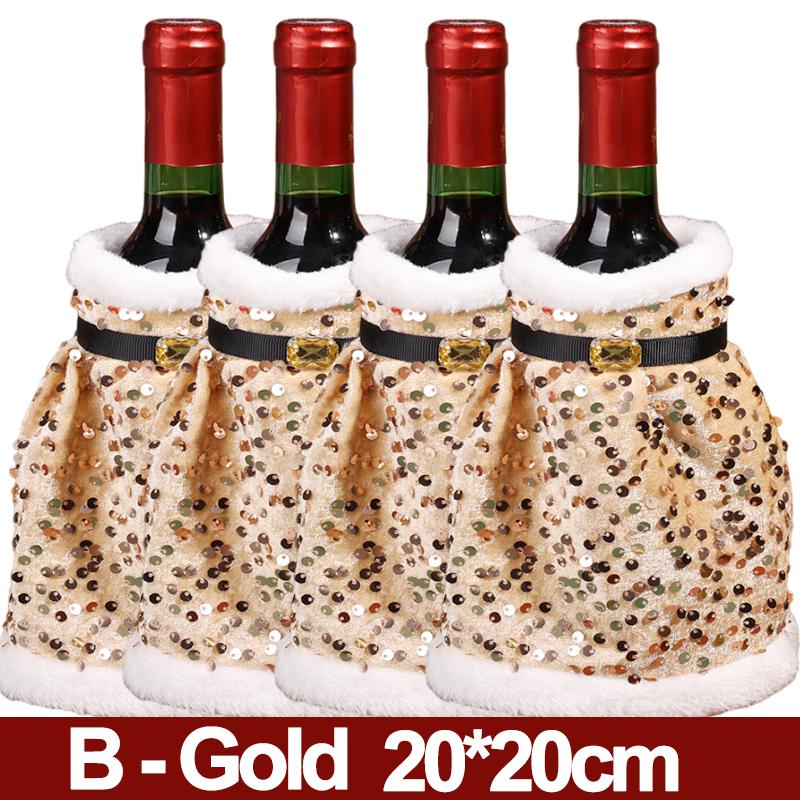 

Рождественский чехол для бутылки вина, плюшевое платье с пайетками, сумка для бутылки вина, одежда, сумки для бутылок, украшение обеденного стола, принадлежности для новогодней вечеринки 1pc