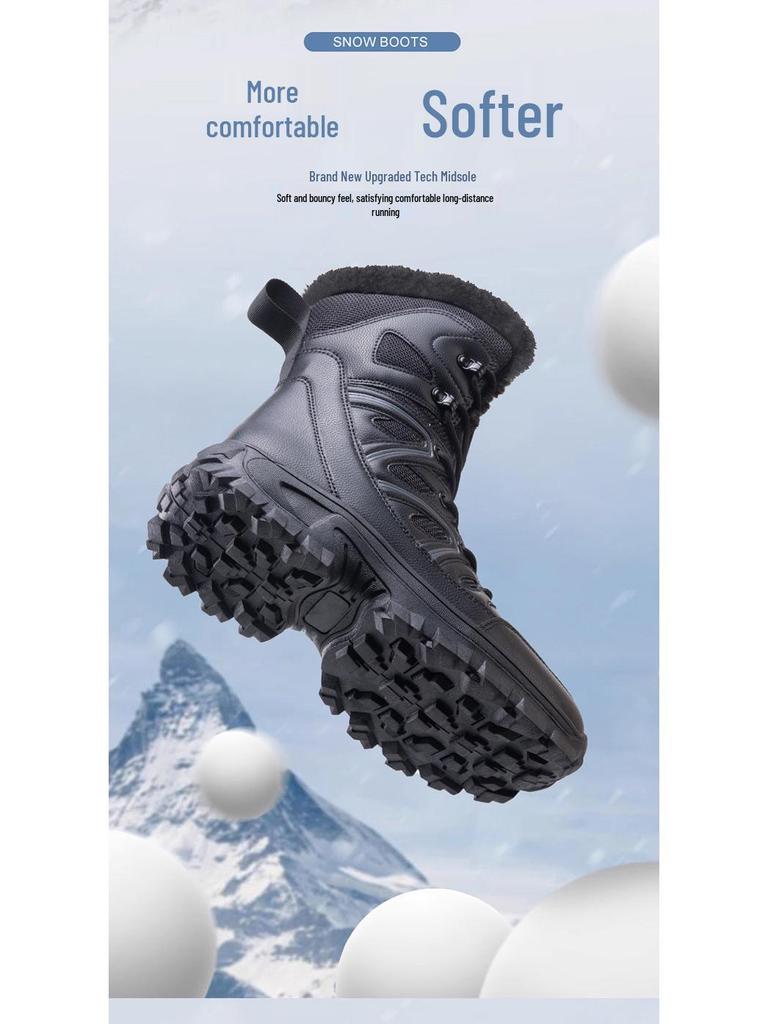 Men's Plus Size High-Top Snow Boots: Winter Warm, Thickened Velvet Lining, Ideal for Hiking