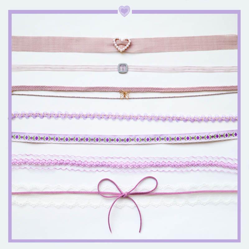 Purple Choker Necklace for Women Fashion Pearl Lace Butterfly Daisy Flower Heart Moon Clavicle Jewelry Accessory Ideal Gift
