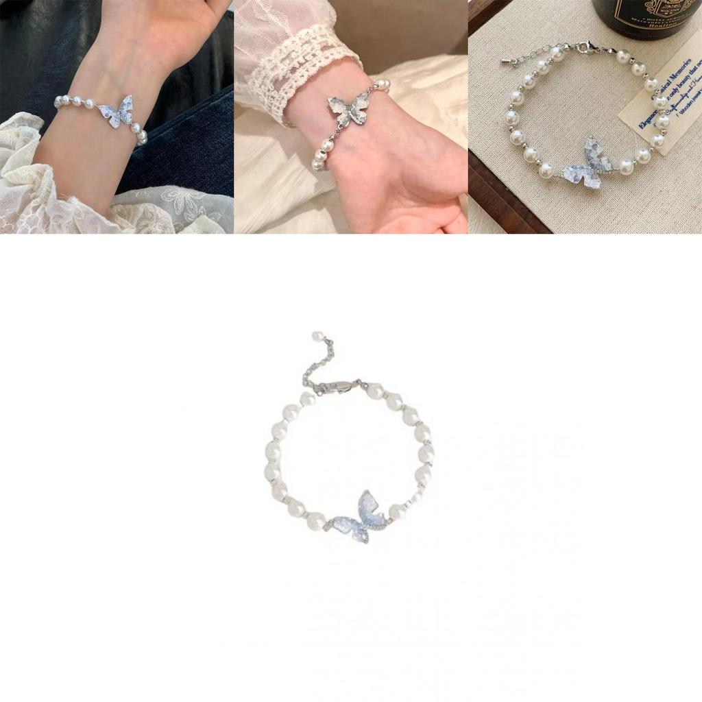 Elegant Pearl Butterfly Bead Bracelet High-end Chic Design Summer Fashion Jewelry