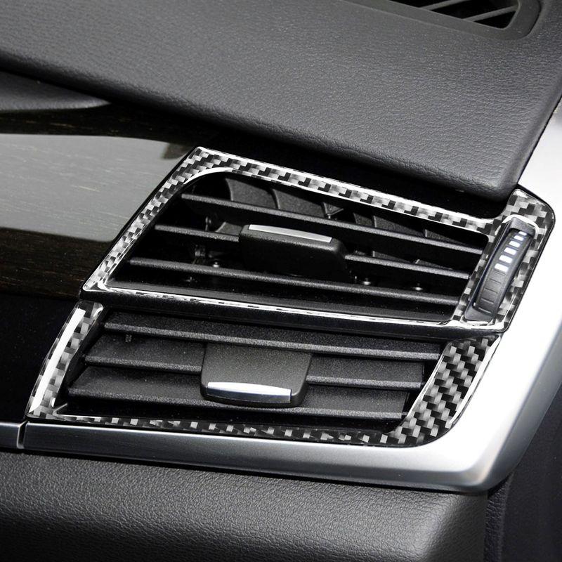 Real Carbon Fiber Car Accessories Dashboard Side Air Vent Trim Cover Soft Sticker For BMW X5 F15 2014-2018 X6 F16 2015-
