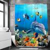 3D Bathroom Curtains Ocean Fish Jellyfish Shell Starfish Dolphin Anchor Shower Curtain Waterproof Fabric Cartoon Boy Bath Screen