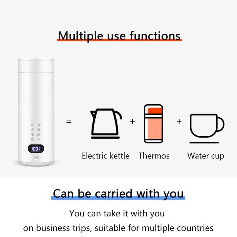 400ML Electric Water Cup Intelligent Boiling Cup Electric Cup Multifunctional Health Cup Portable Boiling Electric Kettle