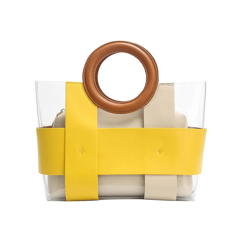 Sommer Klar Damen Große Kapazität Compound Schulranzen Reise PVC Schulter Messenger Taschen