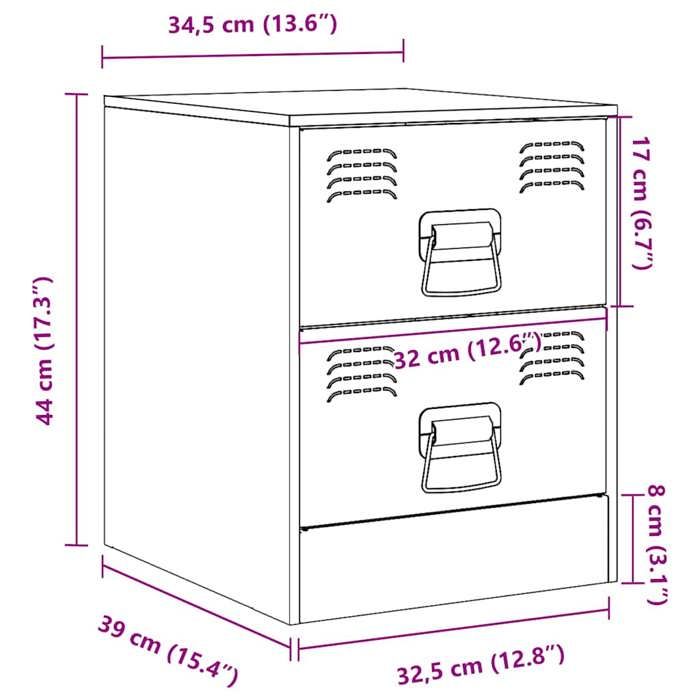 VidaXL Table de chevet blanc 34,5x39x44 cm acier, armoire, meubles de chambre, support téléphonique, armoire d'appoint, 841629
