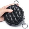 Real Leather Women Coin Purse Diamond Stitching Circle Wallet Mini Organizer Case Small Money Bag Cute Pouch For Keys Earphone