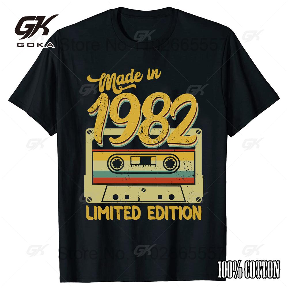 Funny Made In 1982 Limited Edition 42 Years Of Being Awesome Graphic Tshirt Casual  Men's and Women's Short Sleeve Tops