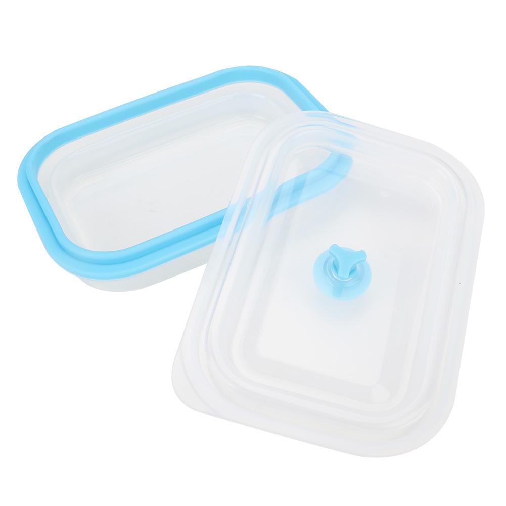 600 мл Прямоугольный Портативный Пищевой Силиконовый Складной Ланч-бокс Контейнер для еды синий 1160₽