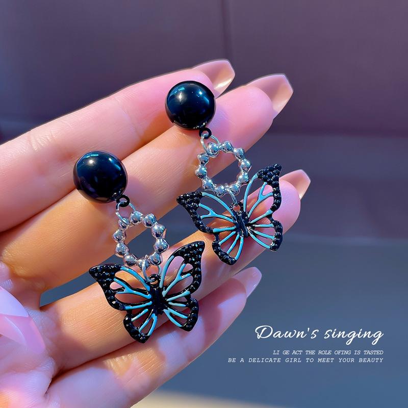 

Черные серьги-бабочки, темные серьги-бабочки для женщин, модные украшения, винтажные аксессуары в стиле панк