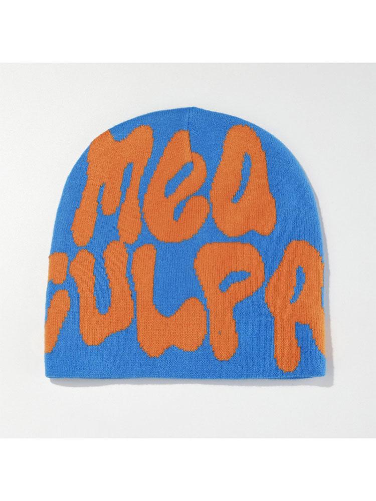 

New Knitting Beanies Hat Men Women Paragraph Quality Cap Mea Culpa Y2k Warm Fashion Hundred Take Cold Cap for Women Hats One Size синий