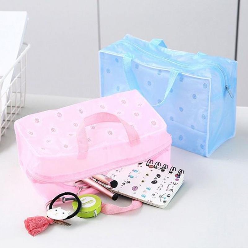 1pcs Transparent Travel Toilet Bag Waterproof PVC Toilet Bag, Waterproof Storage Cosmetic Bag with Zipper Handle Belt, Carry-on Airport Cosmetic Bag