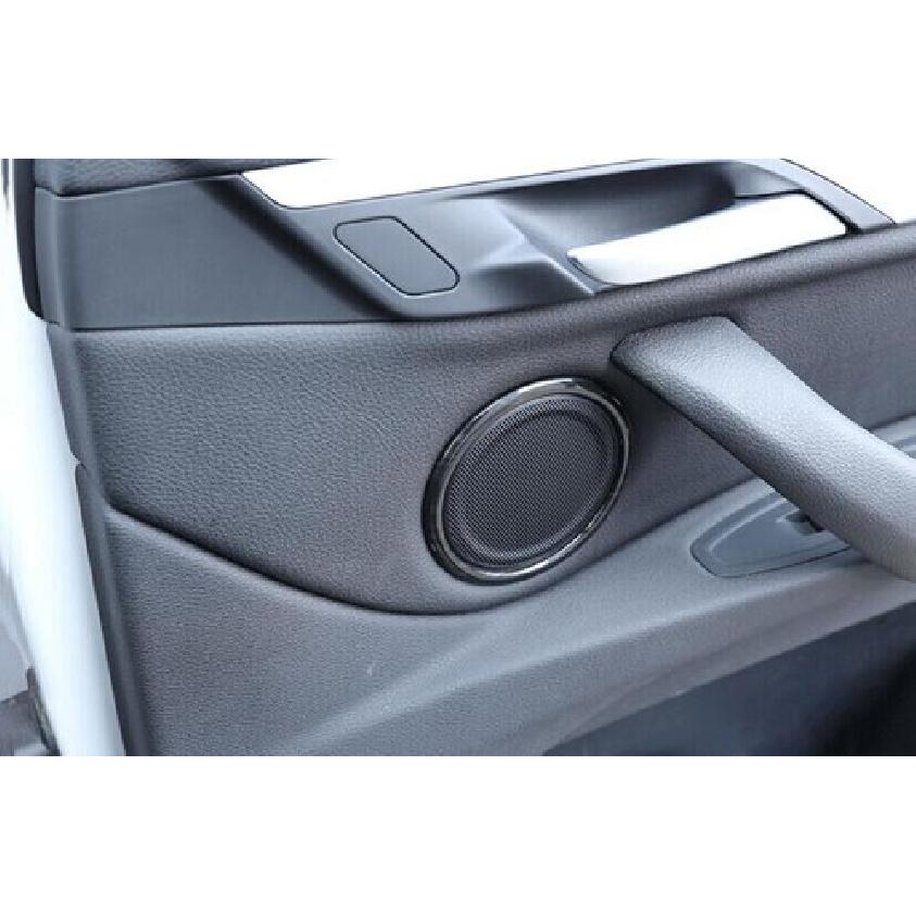 For BMW 2 Series Touring 15- Black Wood Grain Door Speaker Bezel Frame Trim