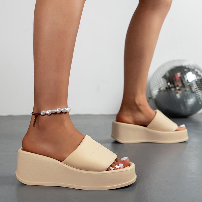 Keilsandaletten mit einem Riemen für Damen - Neue koreanische Mode Dicksohlige Damen-Sandaletten