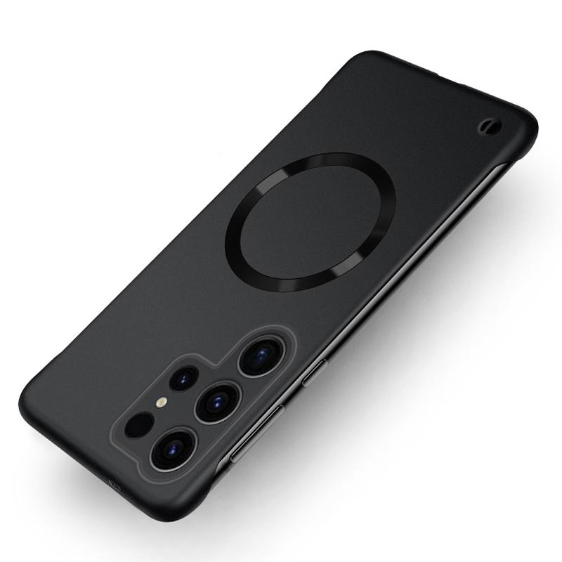 Matte Metallic Painting Frameless PC Hard Phone Case For Samsung Galaxy S25 S24 S23 S22 Plus Ultra Magnetic Wireless Charge Capa