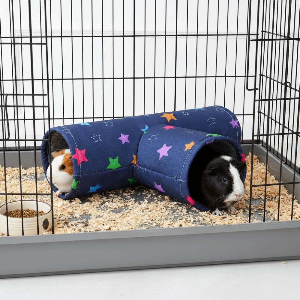 Warm Guinea Pig Tunnel House 3 Holes Pet Collapsible Tube Toy  Habitat Resting