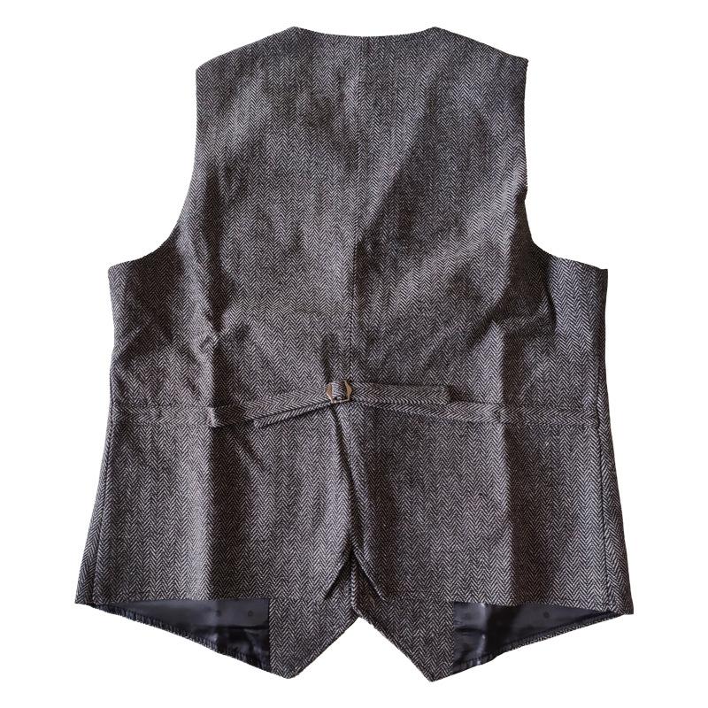 Men's Autumn and Winter V Neck Suits Vest  Herringbone Tweed Slim Fit Waistcoat  Casual Classic Formal Business for Wedding Groomsmen